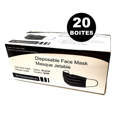 Masques de procédure noirs (non médical) 20 boites